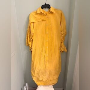 Yellow striped Button up dress